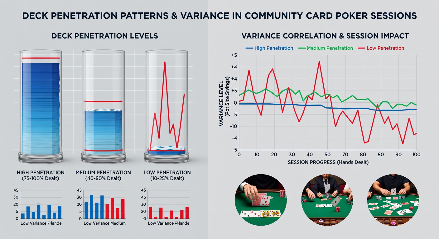 Statistische Grafik zur Korrelation von Deck-Penetration und Varianz in Poker-Sessions