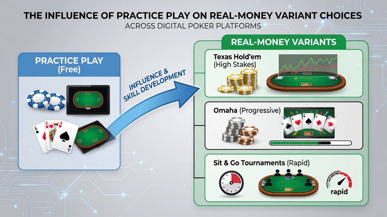 Datenvisualisierung zu Variantenwechseln nach Übungsspielen in digitalen Pokerumgebungen