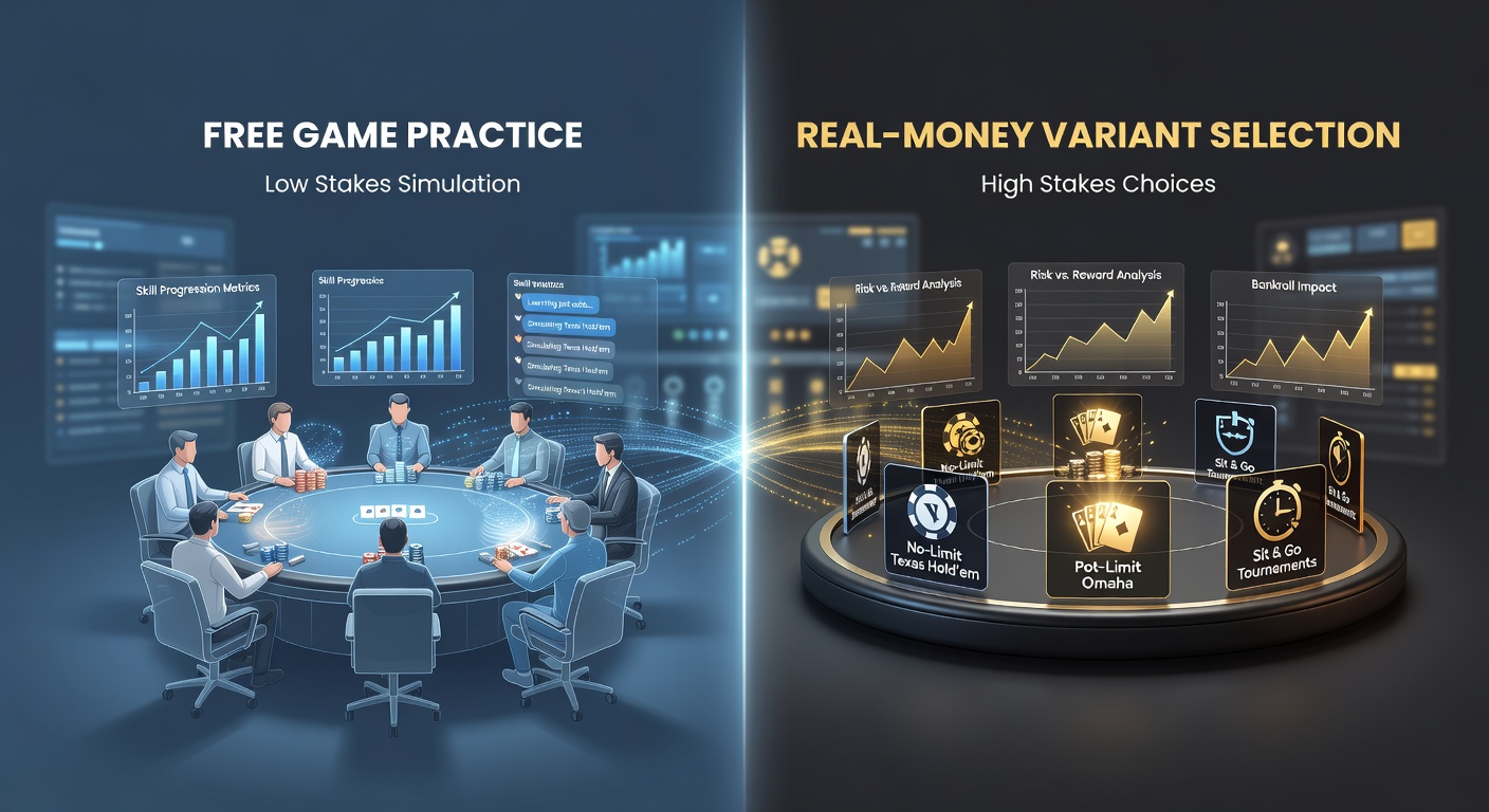 Spieler üben Poker-Varianten in kostenlosen digitalen Räumen, um Varianten für Echtgeldeinsätze auszuwählen